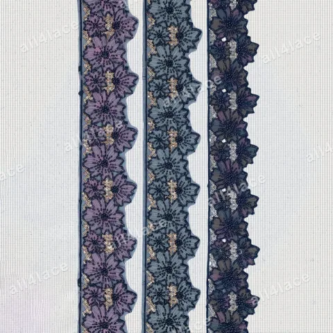 Purple Floral Sequin Trim
