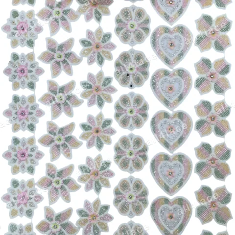 Mixed Towel Sequin Floral Heart Appliques Pastel