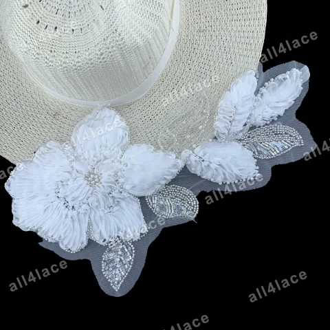 3D Bead Flower Leaf Branch