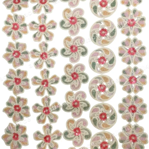 Mixed Towel Sequin Petal Swirl Floral Trim Warm