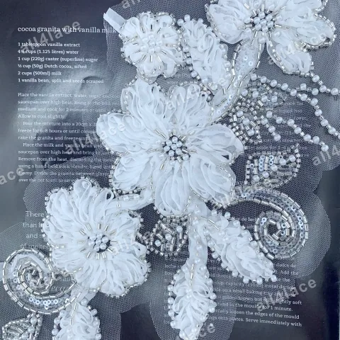3D Bead Scroll Flower Detail