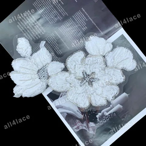 3D Bead Flower Pair Detail