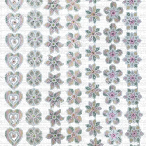 Mixed Towel Sequin Heart Floral Multi-Trim Pastel