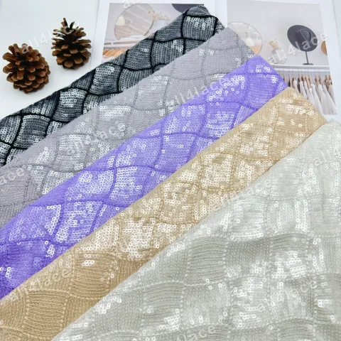 Diamond Grid Sequin Embroidery A4