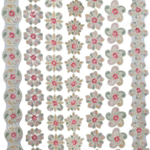 Mixed Towel Sequin Floral Trim Multi-Style