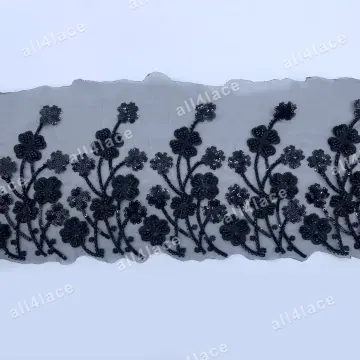Black Branch Blossom Mesh Border