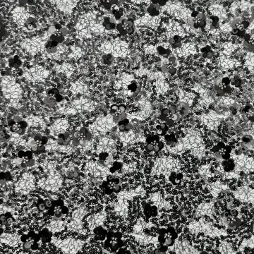 Black and Burgundy Floral Sequin Mesh