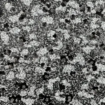 Malla floral de lentejuelas negras y burdeos — Vista general de la muestra y el dibujo