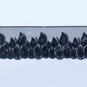Black Double Paisley Mesh Edging