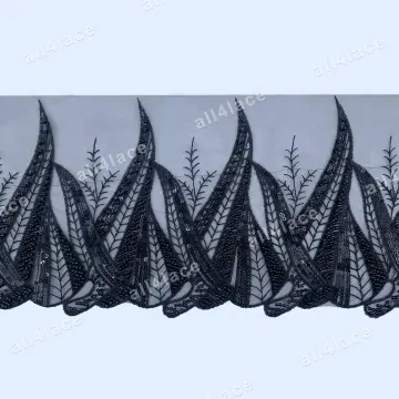Black Feather Point Mesh Trim