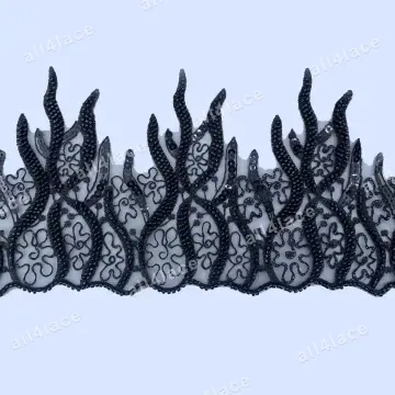 Black Flame Scroll Mesh Border