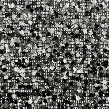 Black and Silver Disc Sequin Mesh — Close-up of the photographed surface