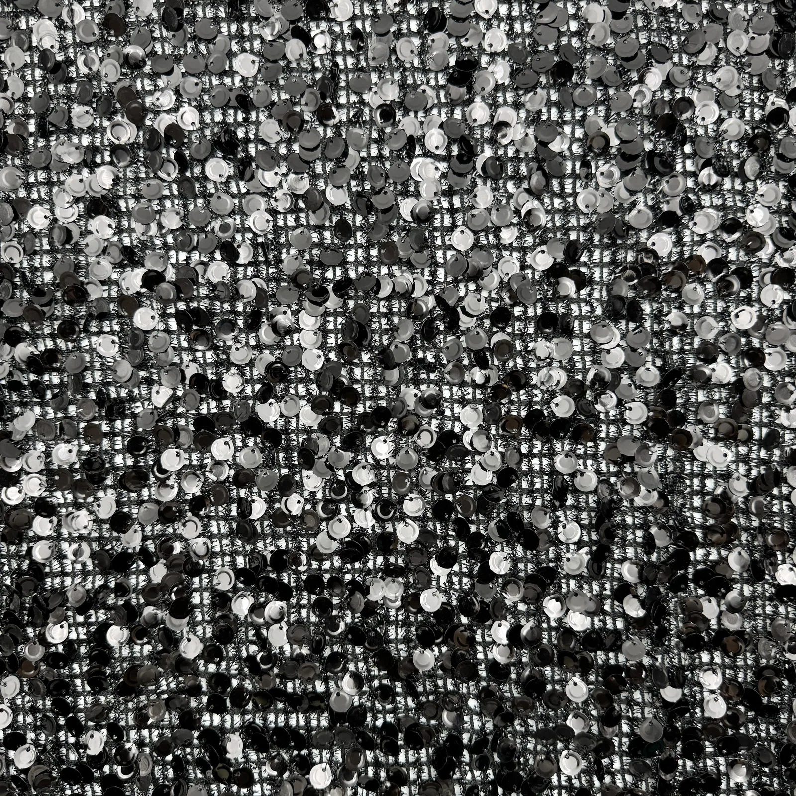 Black and Silver Disc Sequin Mesh