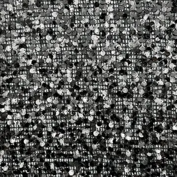 Black and Silver Disc Sequin Mesh — Overall sample and pattern view
