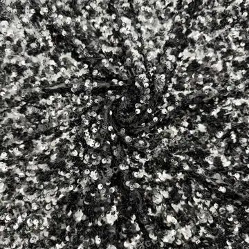 Black and Silver Mixed Disc Sequin Fabric