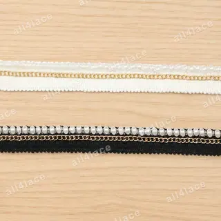Black and White Beadline Chain Trim