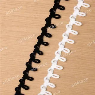 Black and white looped edging decorative trim