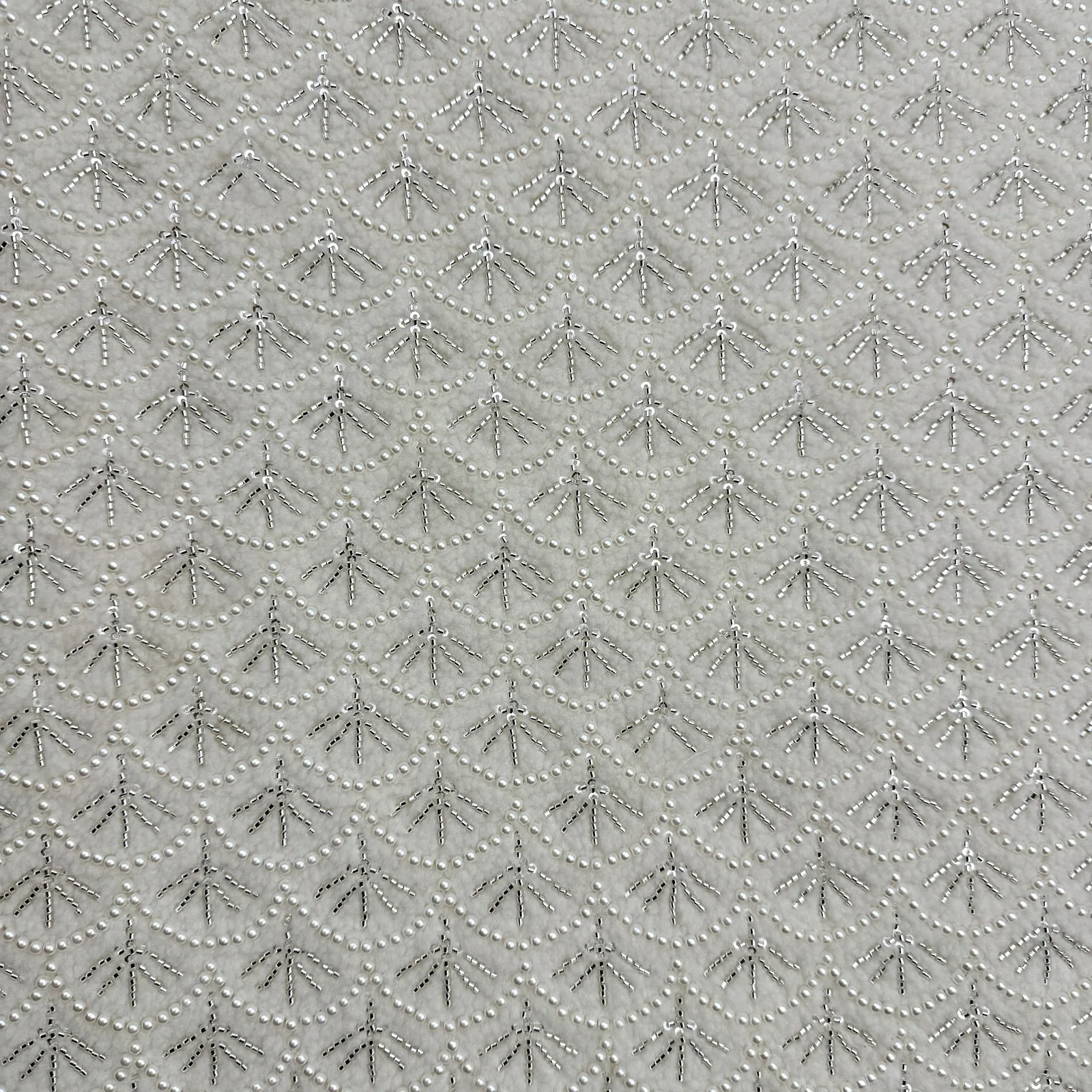 Branch Motif Beaded Fabric — Overall sample and pattern view