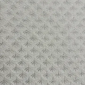 Branch Motif Beaded Fabric — Overall sample and pattern view