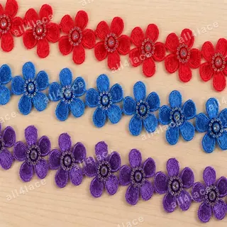 Bright multicolour circular flowers decorative trim