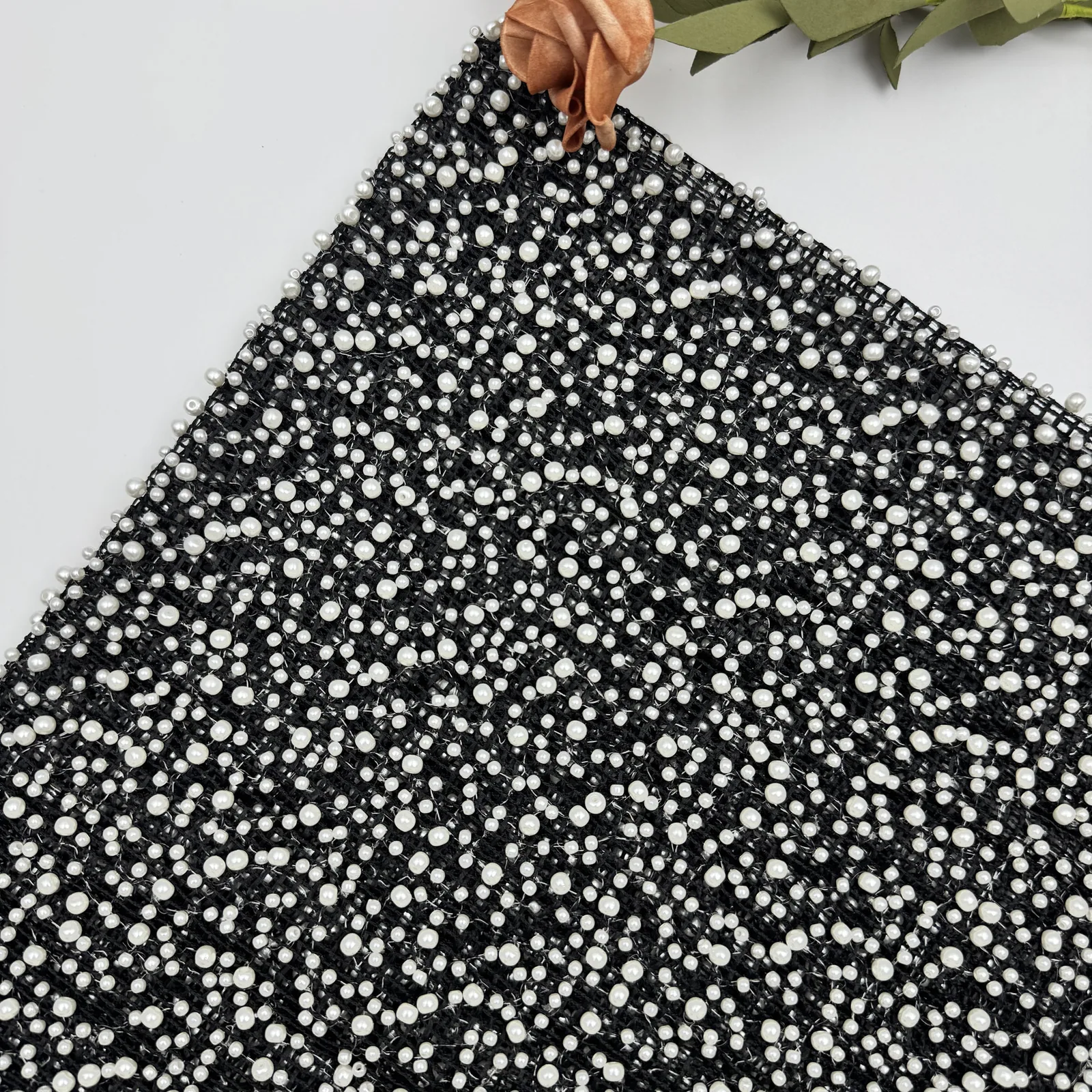 Round Bead Grid Mesh Fabric