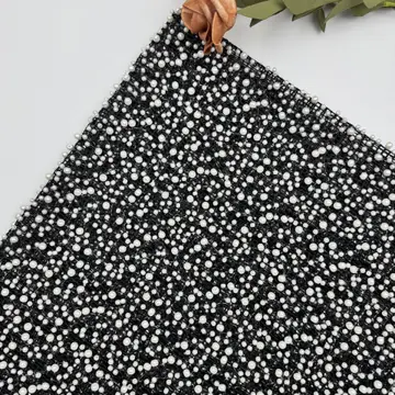 Round Bead Grid Mesh Fabric — Overall sample and pattern view
