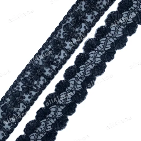 Black Scallop Embroidery Trim