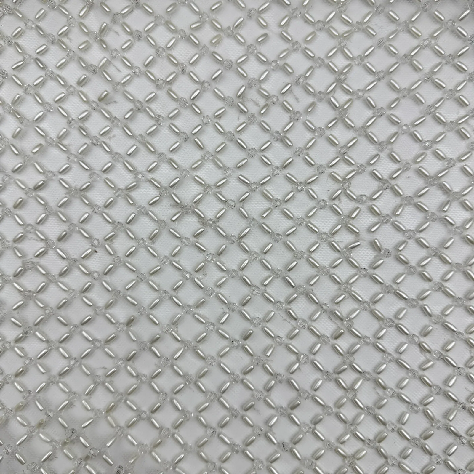 Diamond Grid Bead Embellished Fabric