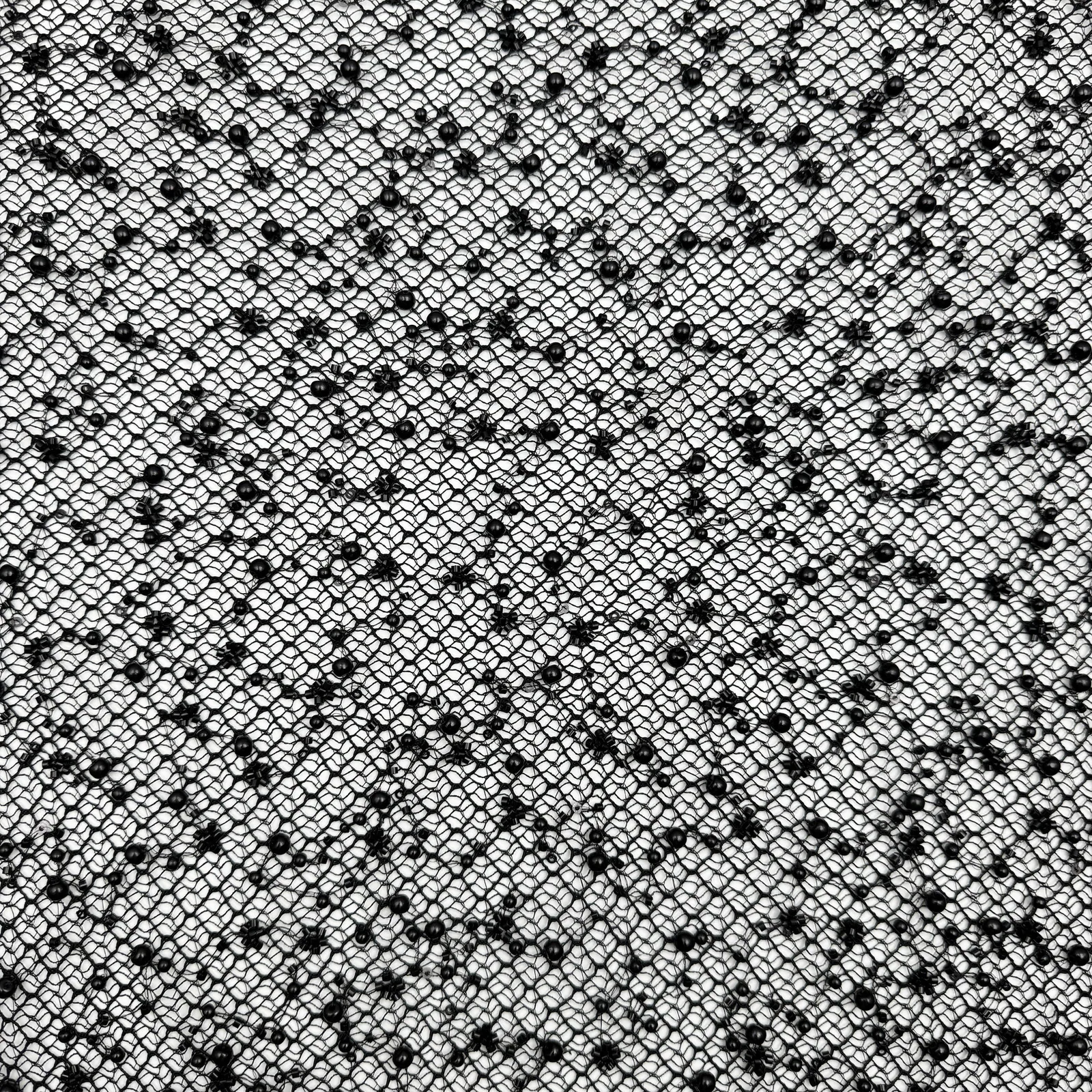 Diamond Mesh with Scattered Bead Detail — Overall sample and pattern view