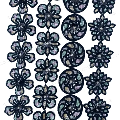 Mixed Towel Sequin Clover Swirl Star Trim Dark