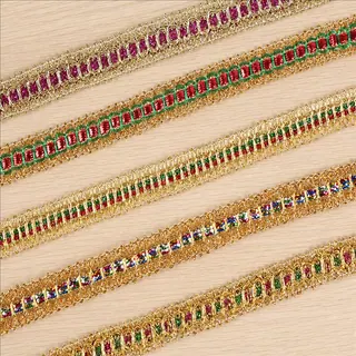 金色多彩方块装饰花边 — 装饰花边实拍样品；颜色和结构请以实物确认