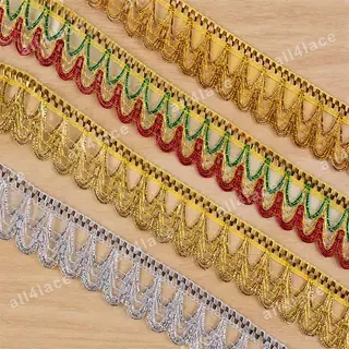 Gold and silver peaked fringe trim