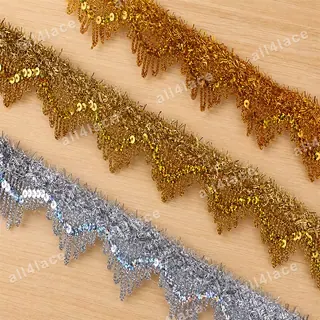 Gold and silver pointed crown motifs decorative trim