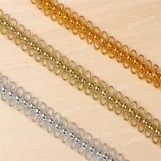 Gold and silver round bead accents hanging trim