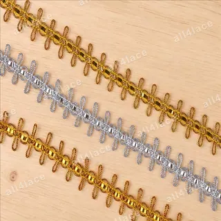 Gold and silver scalloped loops decorative trim