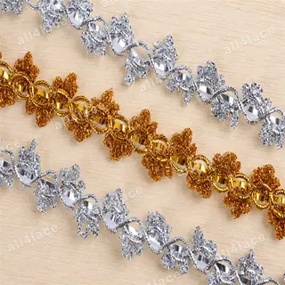 Gold and silver star flowers decorative trim