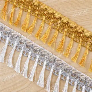 Gold and silver tassels fringe trim