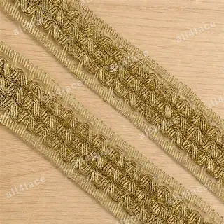 Gold tone textured braid decorative trim