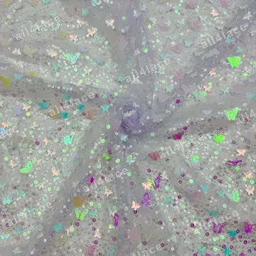 Iridescent Butterfly Sequin Mesh Fabric