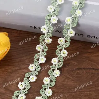 Ivory small flowers lace trim