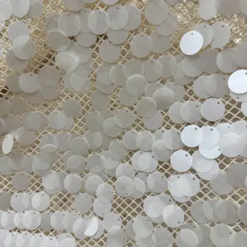 Tissu ivoire à sequins ronds sur résille ajourée — Gros plan de la surface photographiée