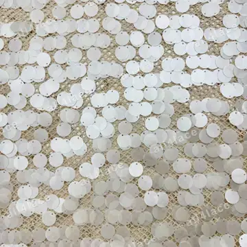 Ivory Round Sequin Open Mesh Fabric