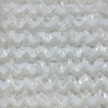 Ivory Wave Sequin Textured Fabric