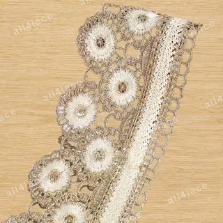 Ivory wheel flower lace trim