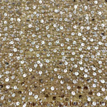 Layered Bead and Disc Sequin Fabric — Photographed colour sample; ask which shades are currently available