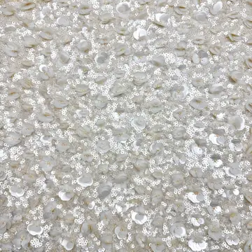 Layered Floral Disc Sequin Fabric — Photographed colour sample; ask which shades are currently available
