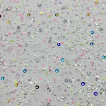 Mixed-Shape Sequin Sheer Fabric — Additional view of the photographed sample surface