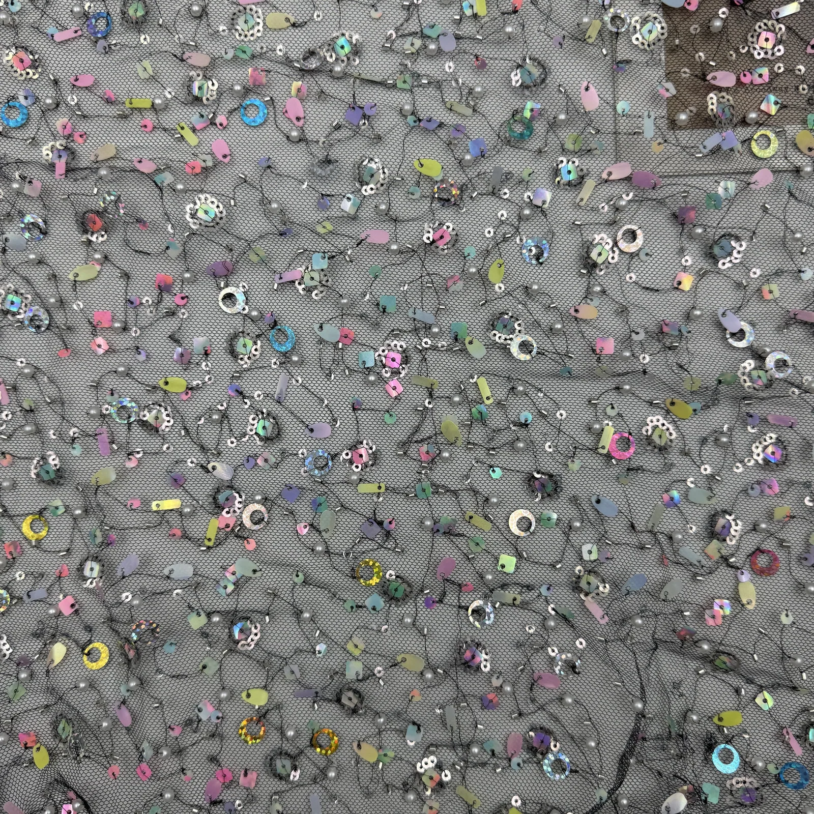 Mixed-Shape Sequin Sheer Fabric