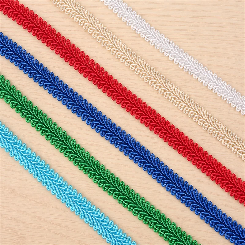 Multicolour braided waves decorative trim — Photographed decorative trim sample; verify colour and construction with a physical sample