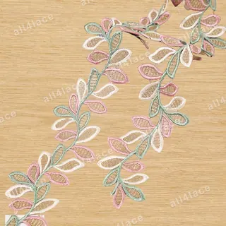 Multicolour leaf vine lace trim